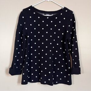Jones New York Retro Polka Dot Black White Sweater Thick Soft Long Sleeve Med